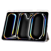For iPad Air 11 2025 / 2024 Clear Acrylic 3-Fold Leather Tablet Case(Grey)