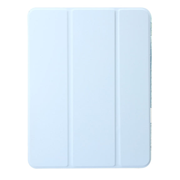 For iPad Air 11 2024 Clear Acrylic 3-Fold Leather Tablet Case(Ice Blue)