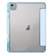 For iPad Air 11 2024 Clear Acrylic 3-Fold Leather Tablet Case(Ice Blue)