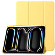 For iPad Air 11 2025 / 2024 Clear Acrylic 3-Fold Leather Tablet Case(Yellow)