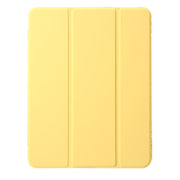For iPad Air 11 2025 / 2024 Clear Acrylic 3-Fold Leather Tablet Case(Yellow)