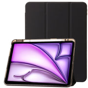 For iPad Air 13 2025 / 2024 Clear Acrylic 3-Fold Leather Tablet Case(Black)