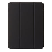 For iPad Air 13 2025 / 2024 Clear Acrylic 3-Fold Leather Tablet Case(Black)