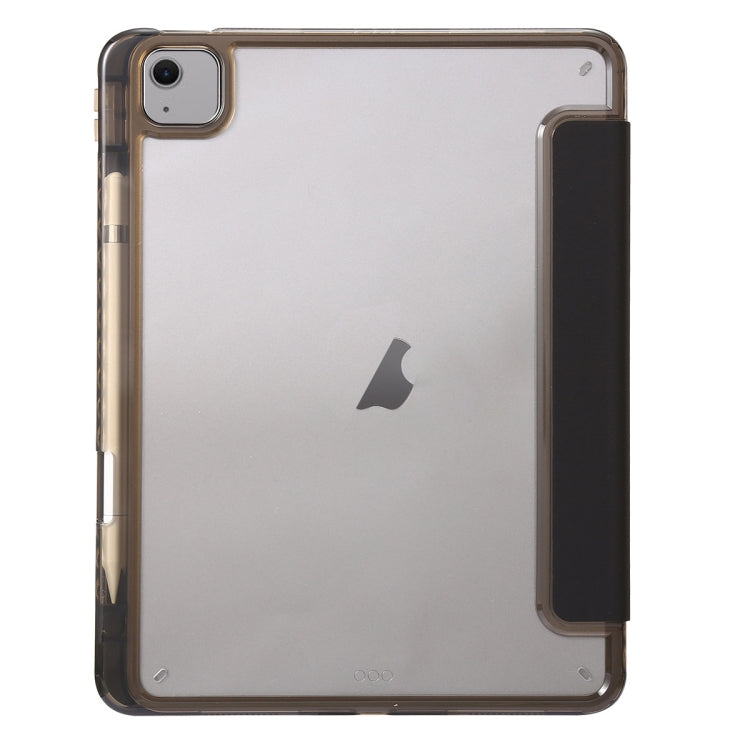 For iPad Air 13 2025 / 2024 Clear Acrylic 3-Fold Leather Tablet Case(Black)