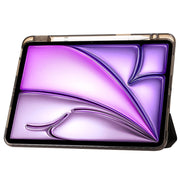 For iPad Air 13 2025 / 2024 Clear Acrylic 3-Fold Leather Tablet Case(Black)