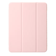 For iPad Air 13 2024 Clear Acrylic 3-Fold Leather Tablet Case(Pink)