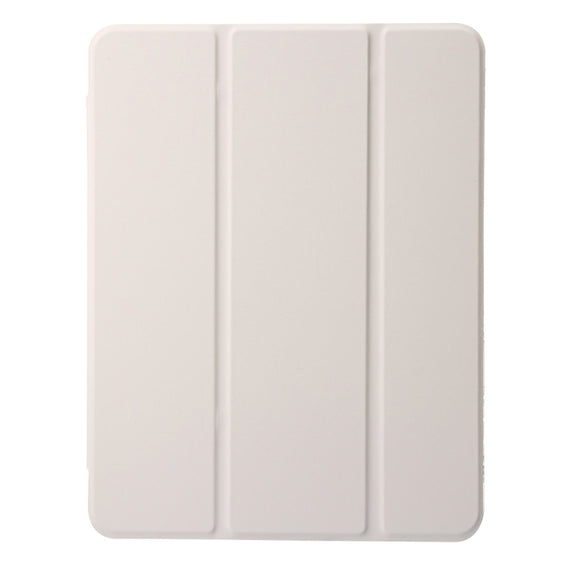 For iPad Air 13 2024 Clear Acrylic 3-Fold Leather Tablet Case(Grey)