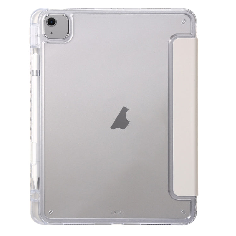 For iPad Air 13 2024 Clear Acrylic 3-Fold Leather Tablet Case(Grey)
