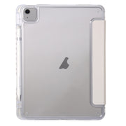 For iPad Air 13 2024 Clear Acrylic 3-Fold Leather Tablet Case(Grey)