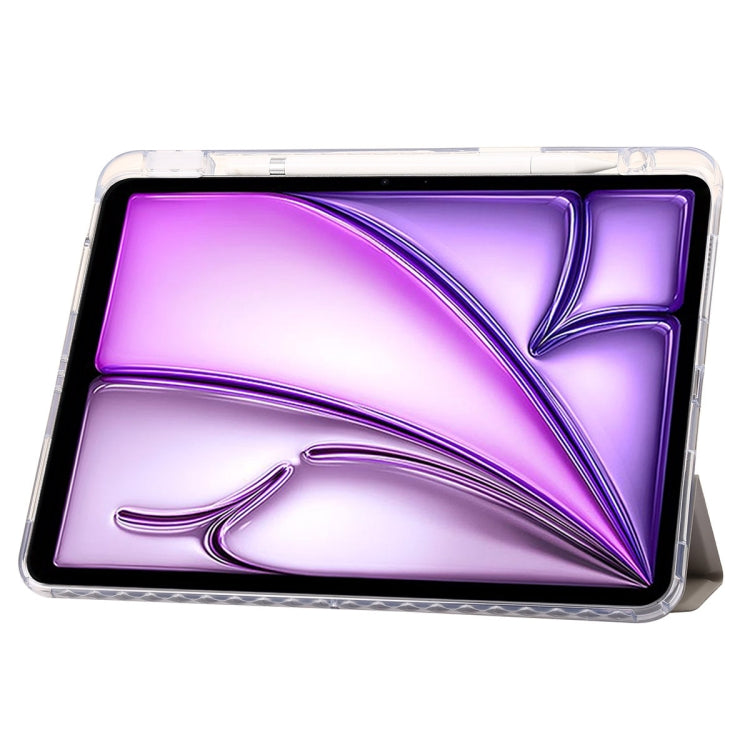 For iPad Air 13 2024 Clear Acrylic 3-Fold Leather Tablet Case(Grey)