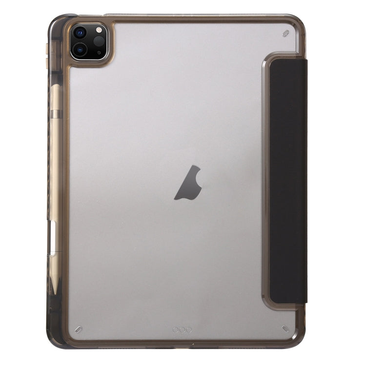 For iPad Pro 11 2024 Clear Acrylic 3-Fold Leather Tablet Case(Black)
