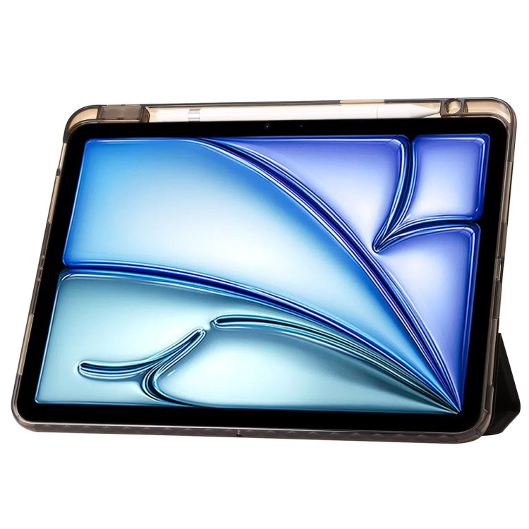 For iPad Pro 11 2024 Clear Acrylic 3-Fold Leather Tablet Case(Black)