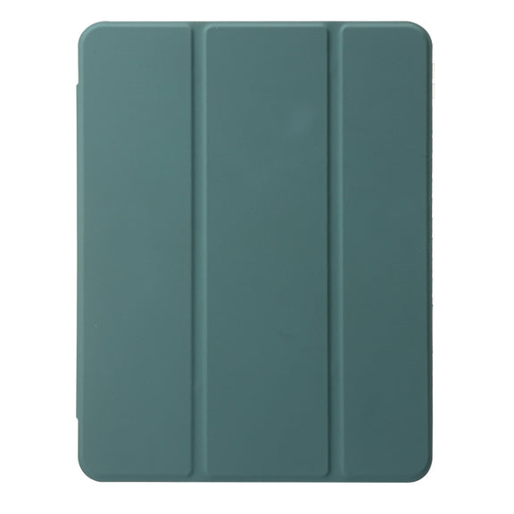 For iPad Pro 11 2024 Clear Acrylic 3-Fold Leather Tablet Case(Dark Green)