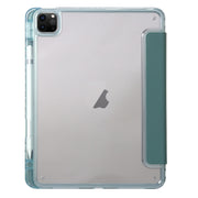 For iPad Pro 11 2024 Clear Acrylic 3-Fold Leather Tablet Case(Dark Green)