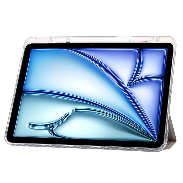 For iPad Pro 11 2024 Clear Acrylic 3-Fold Leather Tablet Case(Grey)