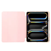 For iPad Pro 13 2024 Clear Acrylic 3-Fold Leather Tablet Case(Black)