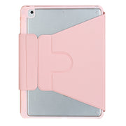 For iPad 10th Gen 10.9 2022 F10B-AS 360 Rotation Acrylic Transparent Bluetooth Keyboard Leather Case With Touch Control / Backlight(Pink)