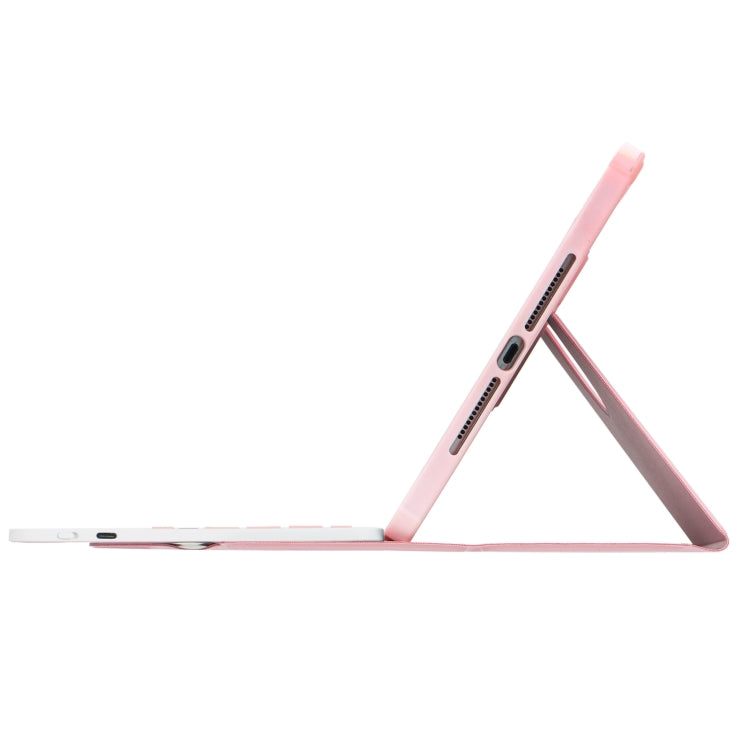 For iPad 10th Gen 10.9 2022 F10B-AS 360 Rotation Acrylic Transparent Bluetooth Keyboard Leather Case With Touch Control / Backlight(Pink)