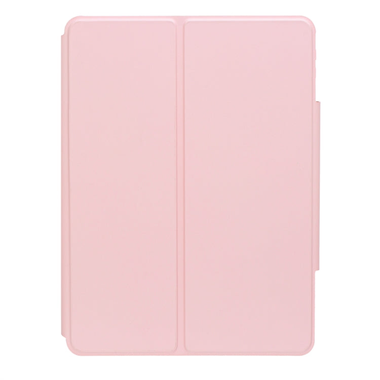 For iPad 10th Gen 10.9 2022 F10BS 360 Rotation Acrylic Transparent Bluetooth Keyboard Leather Case With Backlight(Pink)