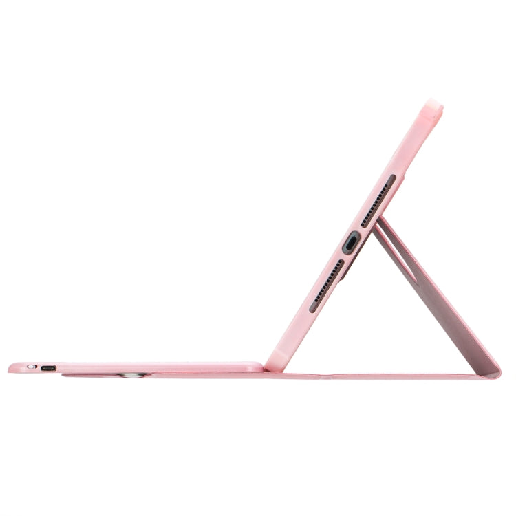For iPad 10th Gen 10.9 2022 F10BS 360 Rotation Acrylic Transparent Bluetooth Keyboard Leather Case With Backlight(Pink)