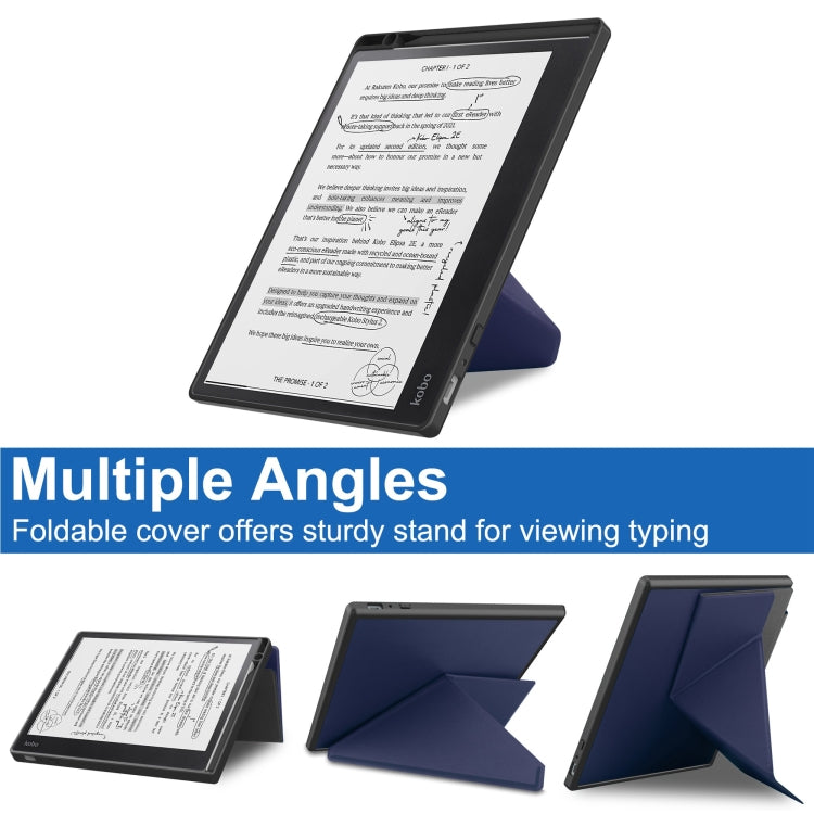 For Kobo Elipsa 2E Solid Color Deformation TPU Leather Smart Tablet Case(Dark Blue)