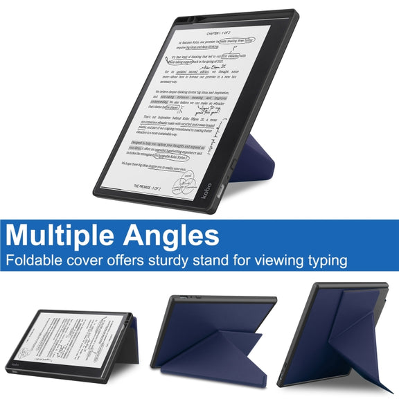 For Kobo Elipsa 2E Solid Color Deformation TPU Leather Smart Tablet Case(Dark Blue)