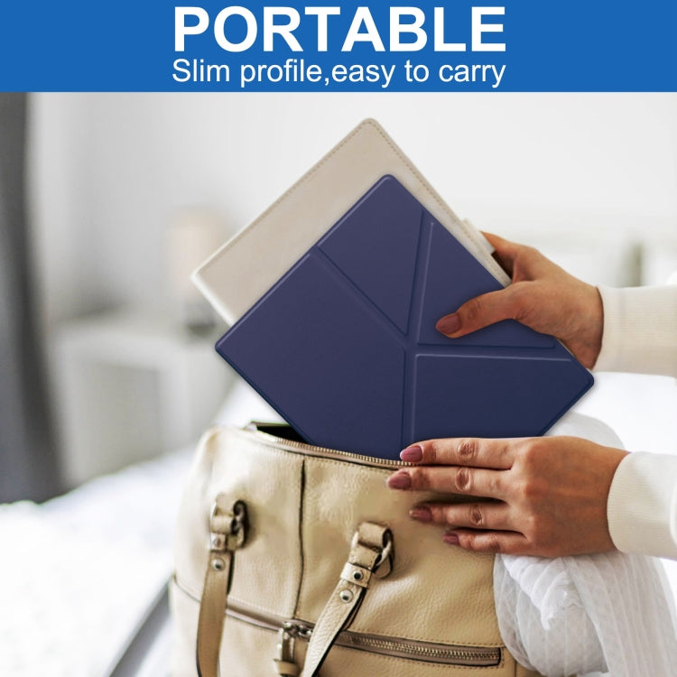 For Kobo Elipsa 2E Solid Color Deformation TPU Leather Smart Tablet Case(Dark Blue)