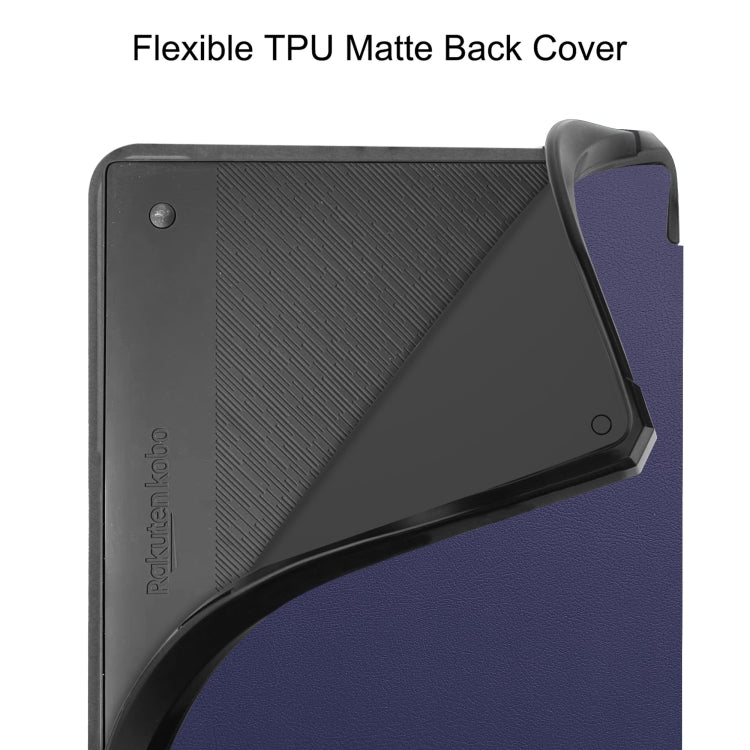 For Kobo Elipsa 2E Solid Color Deformation TPU Leather Smart Tablet Case(Dark Blue)