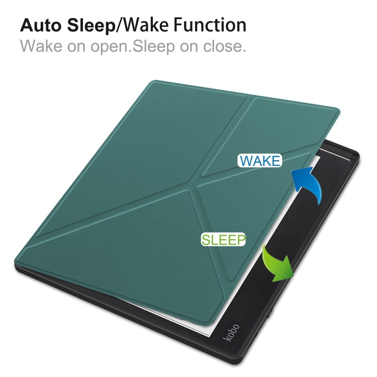 For Kobo Elipsa 2E Solid Color Deformation TPU Leather Smart Tablet Case(Green)