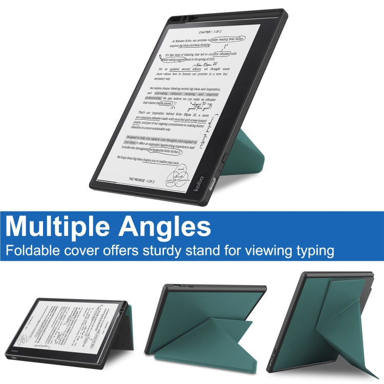 For Kobo Elipsa 2E Solid Color Deformation TPU Leather Smart Tablet Case(Green)