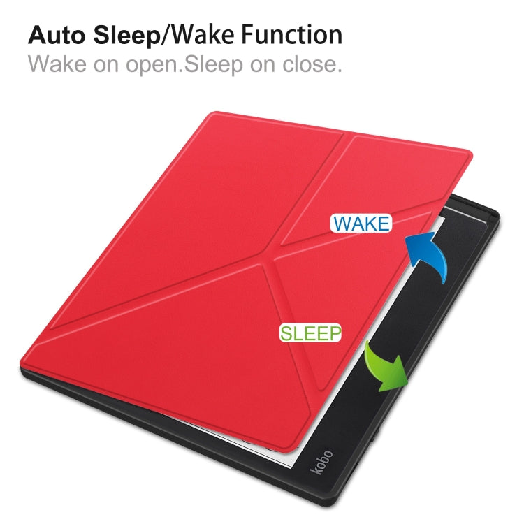 For Kobo Elipsa 2E Solid Color Deformation TPU Leather Smart Tablet Case(Red)