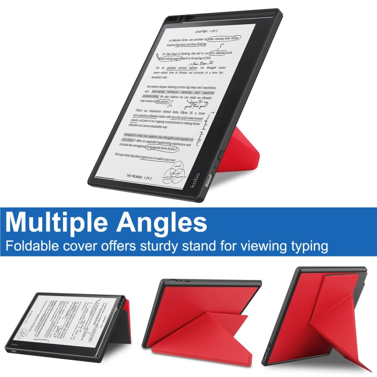 For Kobo Elipsa 2E Solid Color Deformation TPU Leather Smart Tablet Case(Red)