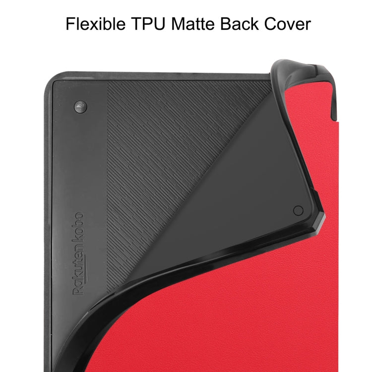 For Kobo Elipsa 2E Solid Color Deformation TPU Leather Smart Tablet Case(Red)