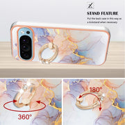 For Google Pixel 9 / 9 Pro Electroplating IMD TPU Phone Case with Ring(White Marble)