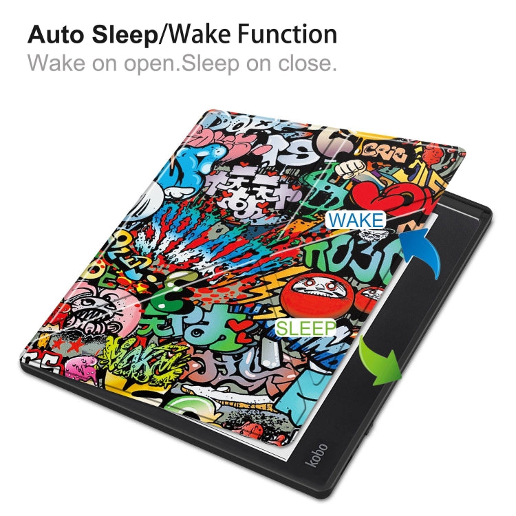 For Kobo Elipsa 2E Painted Deformation TPU Leather Smart Tablet Case(Graffiti)