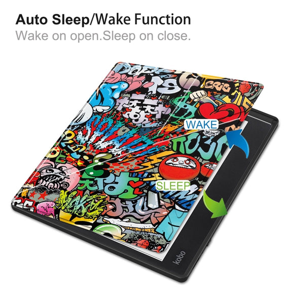 For Kobo Elipsa 2E Painted Deformation TPU Leather Smart Tablet Case(Graffiti)
