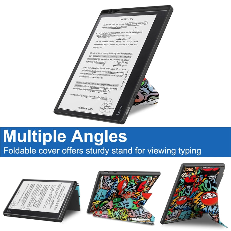 For Kobo Elipsa 2E Painted Deformation TPU Leather Smart Tablet Case(Graffiti)