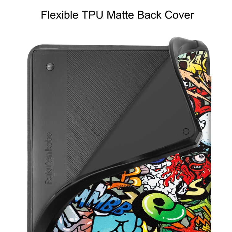 For Kobo Elipsa 2E Painted Deformation TPU Leather Smart Tablet Case(Graffiti)