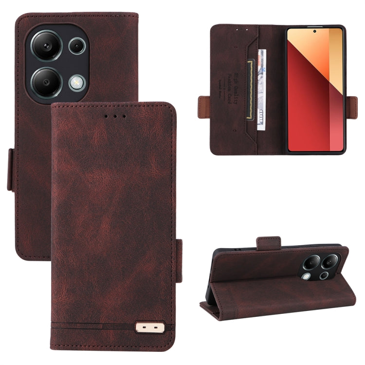 For Xiaomi Redmi Note 13 Pro 4G Magnetic Clasp Leather Phone Case(Brown)