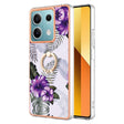 For Xiaomi Redmi Note 13 5G Global Electroplating IMD TPU Phone Case with Ring(Purple Flower) - Note 13 Cases by PMC TechLife | Online Shopping South Africa | PMC TechLife | Buy Now Pay Later Mobicred