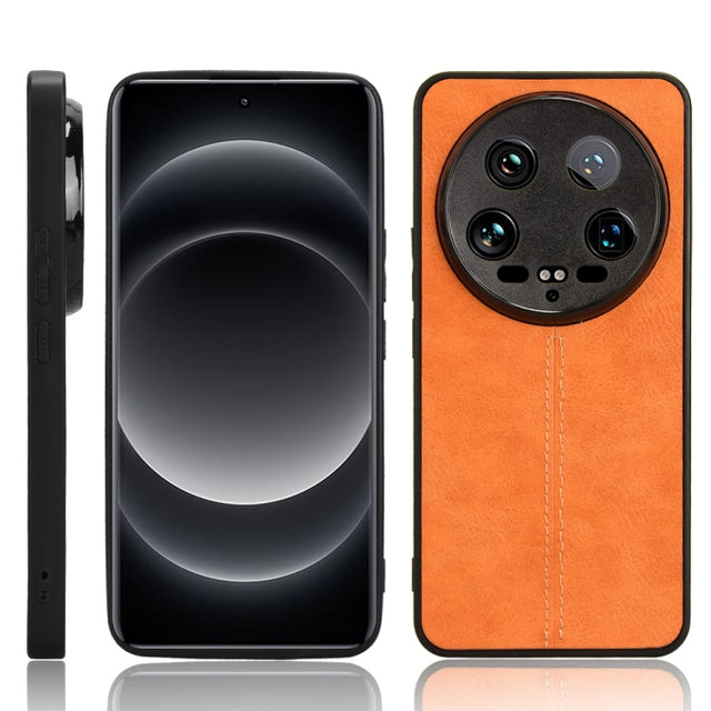 For Xiaomi 14 Ultra Sewing Cow Pattern Skin PC + PU + TPU Phone Case(Orange)