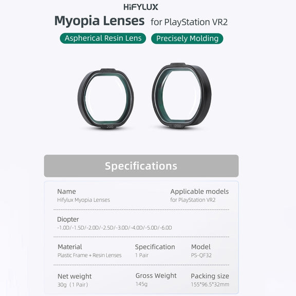 For PlayStation VR2 Hifylux Myopia Glasses Aspherical Resin Lens(-3.0D)
