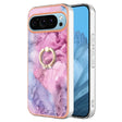 For Google Pixel 9 / 9 Pro Electroplating Marble Dual-side IMD Phone Case with Ring(Pink 013) - Google Cases by PMC TechLife | Online Shopping South Africa | PMC TechLife | Buy Now Pay Later Mobicred