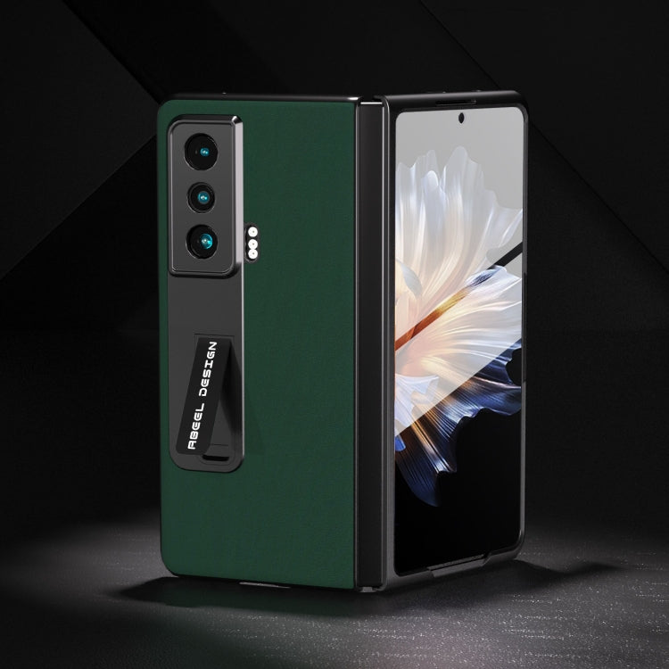 For Honor Magic Vs ABEEL Integrated Genuine Leather Silky Soft Phone Case with Holder(Green)