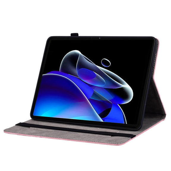 For Realme Pad X Butterfly Rose Embossed Leather Tablet Case(Pink)