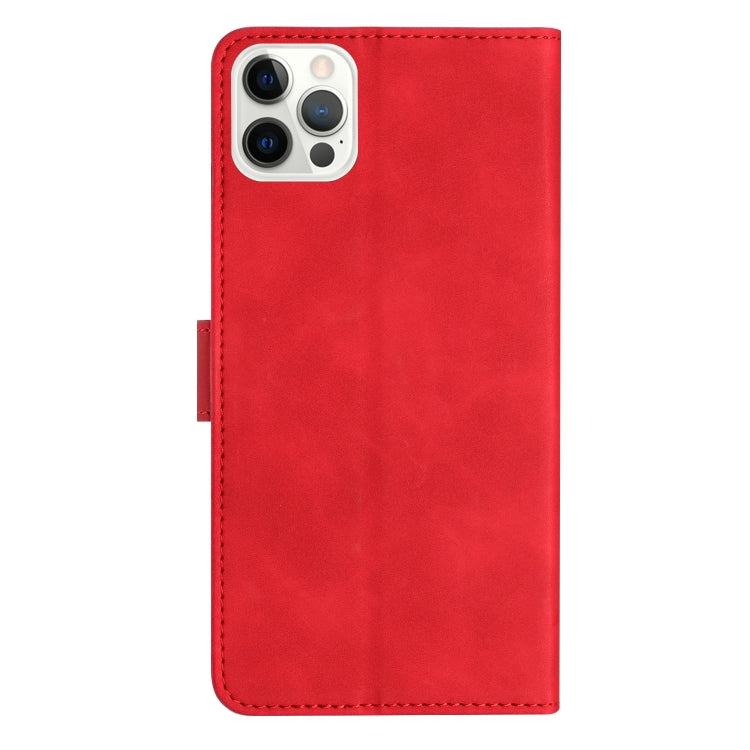 For iPhone 16 Pro Seven Butterflies Embossed Leather Phone Case(Red)