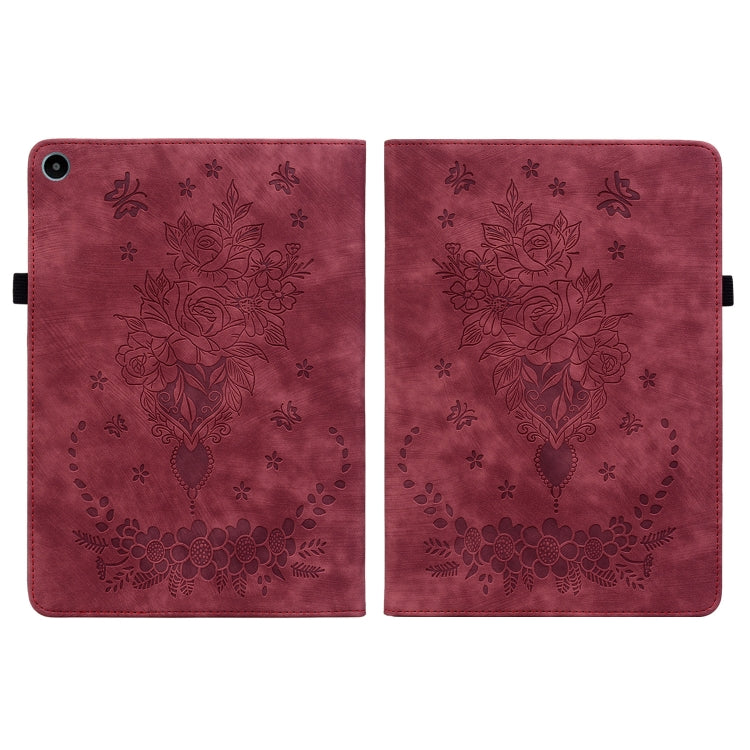 For Huawei MatePad SE 10.4 Butterfly Rose Embossed Leather Tablet Case(Red)