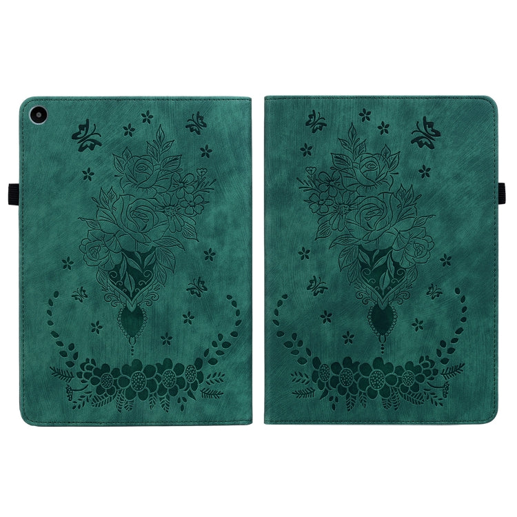 For Huawei MatePad SE 10.4 Butterfly Rose Embossed Leather Tablet Case(Green)