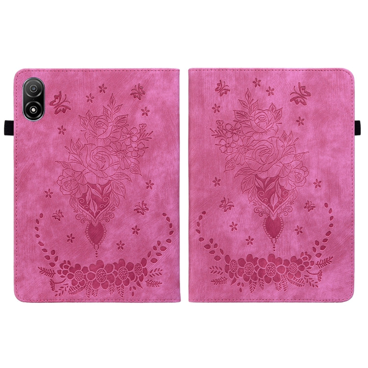 For Honor Pad V8 Pro Butterfly Rose Embossed Leather Tablet Case(Rose Red)