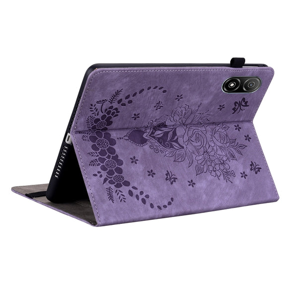 For Honor Pad V8 Pro Butterfly Rose Embossed Leather Tablet Case(Purple)